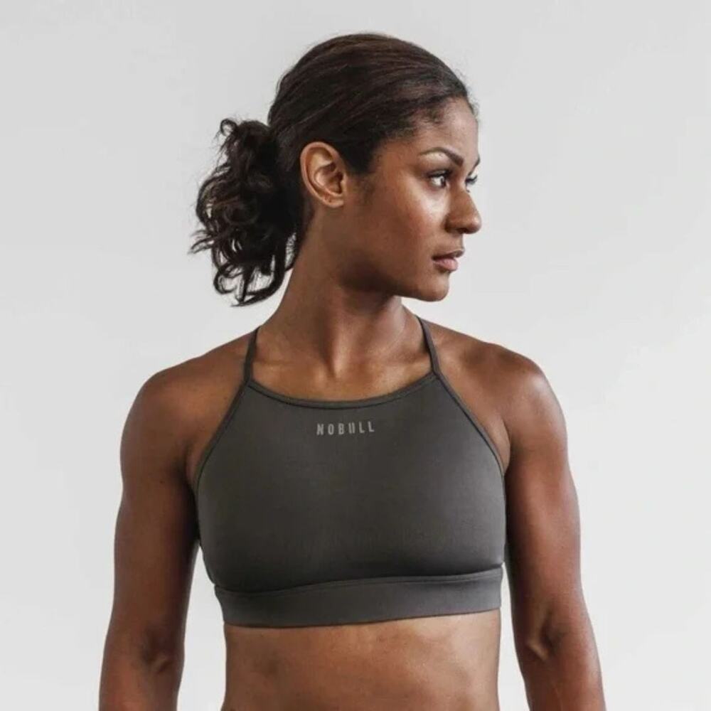 NoBull‎ Women's Matte High Neck Sports Bra Dark Shadow Gray Size XS